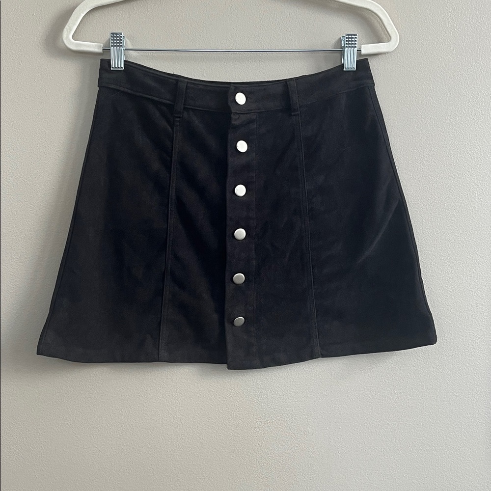 The Impeccable Pig black suede look mini skirt size medium